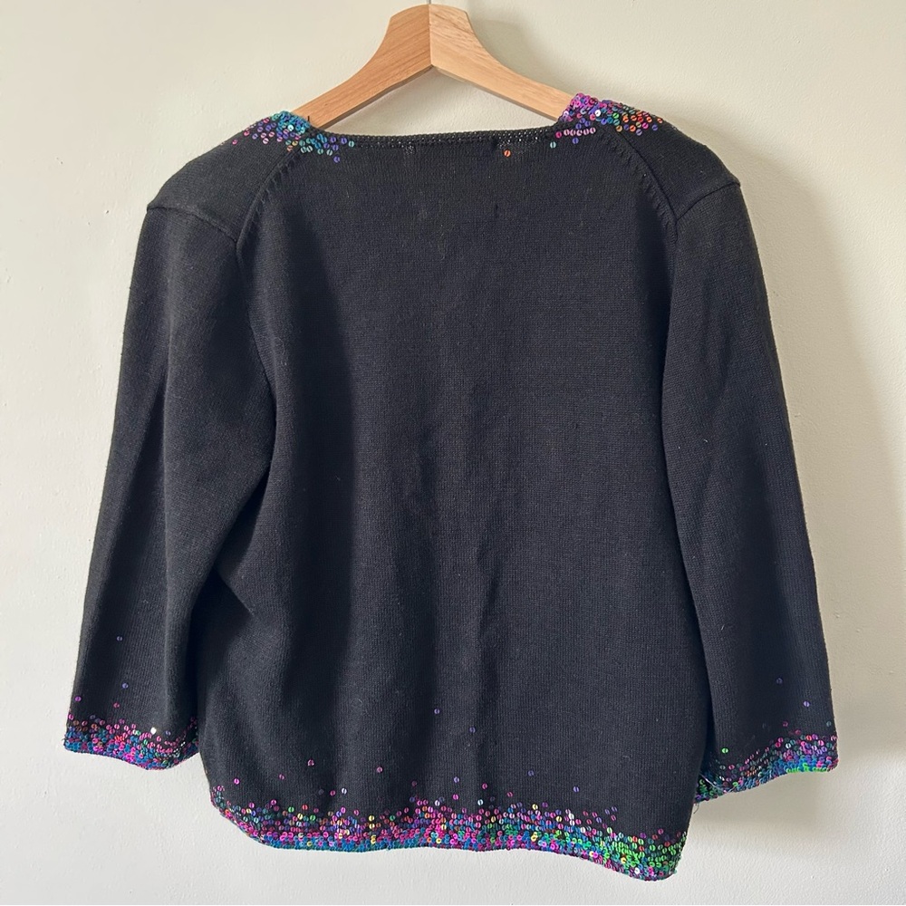 Michael Simon Black Cardigan with Sequins and Matching Sleeveless Top Sz M - Picture 5 of 5